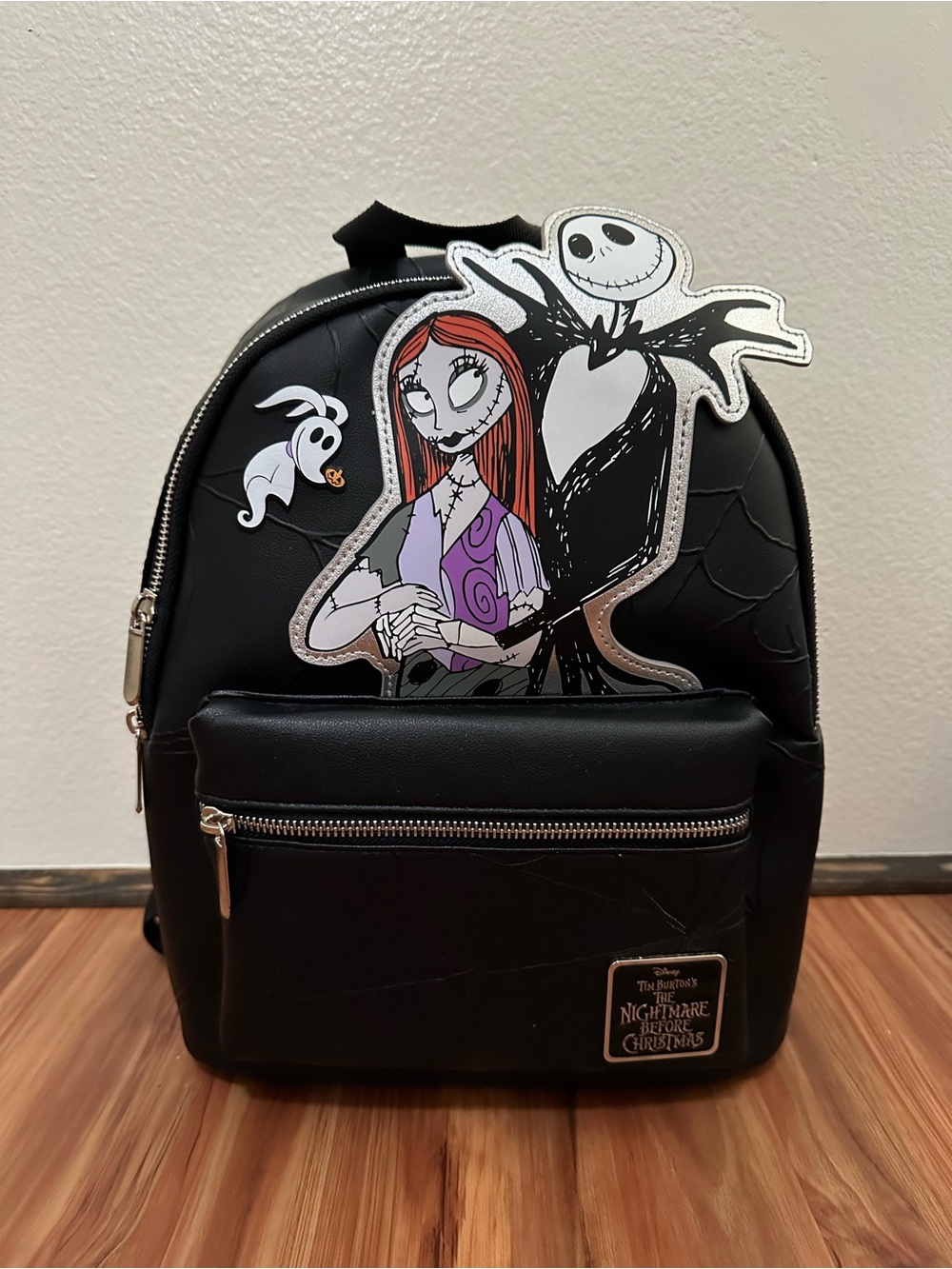 NWT Disney The Nightmare Before Christmas Black Mini Backpack with Jack & Sally - Picture 2 of 4